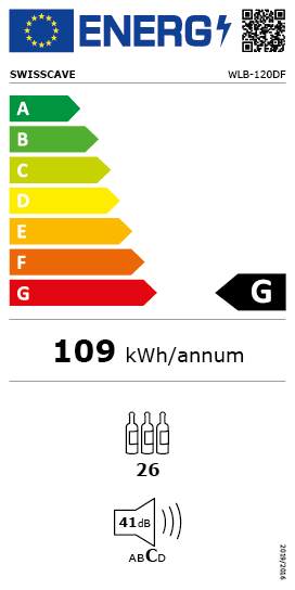 Energieetikette des SWISSCAVE WLB-120DF-WHITE