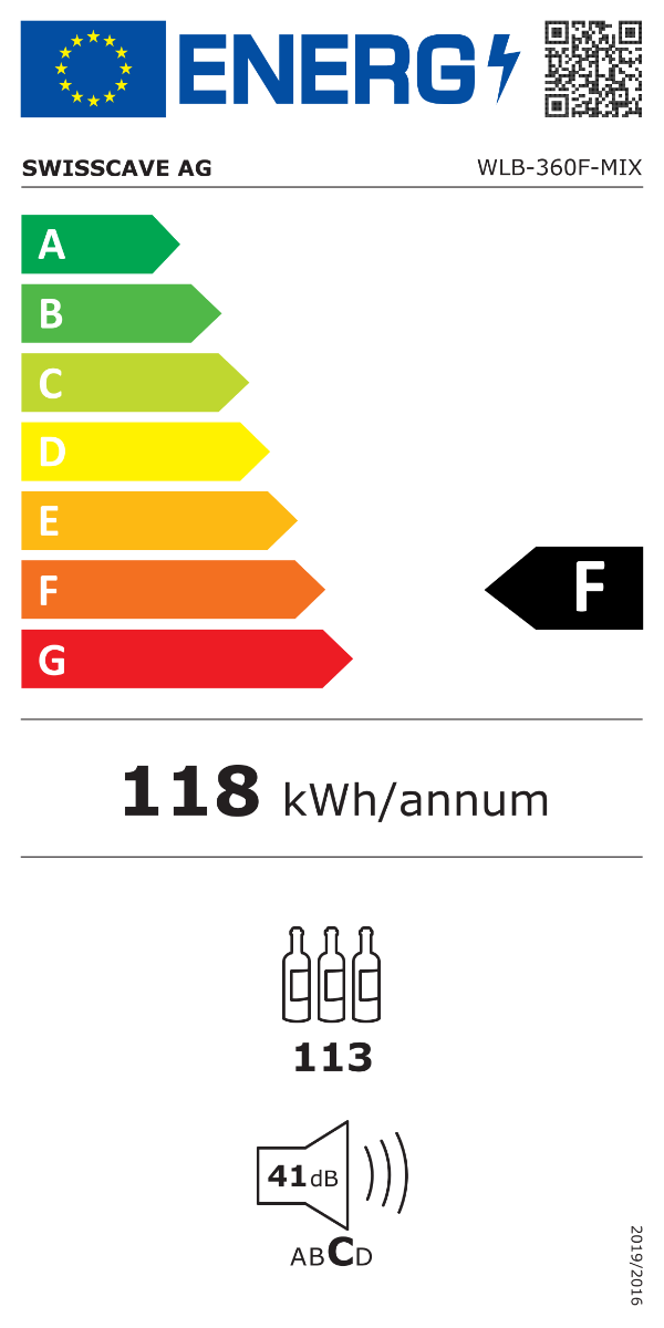 WLB-360F-MIX Cave à vin une zone | 127cm | 112 bouteilles