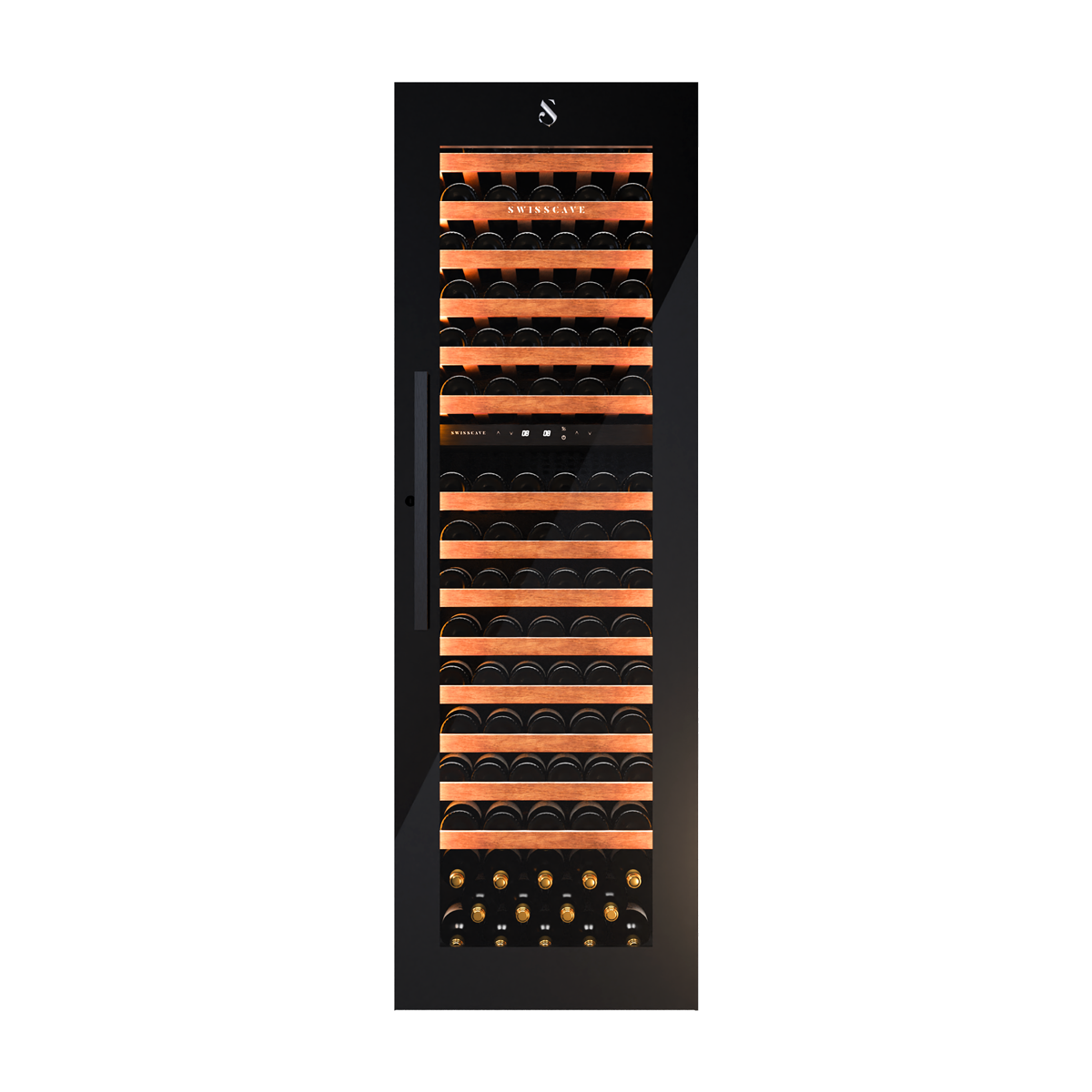 SWISSCAVE LUXURY KITCHEN EDITION WIB-178DF Premium Zwei-Zonen-Weintemperierschrank – Frontansicht