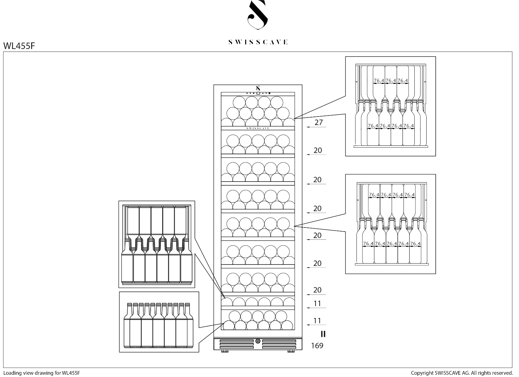 DEMO - 25% WL455F single zone wine cooler | 180cm | 169 bottles
