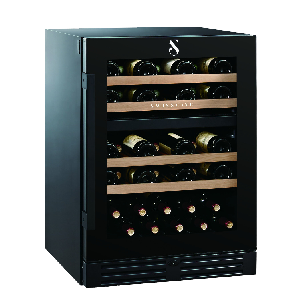 SWISSCAVE PREMIUM EDITION WLB-160DF Weinkühlschrank – leicht seitliche Ansicht