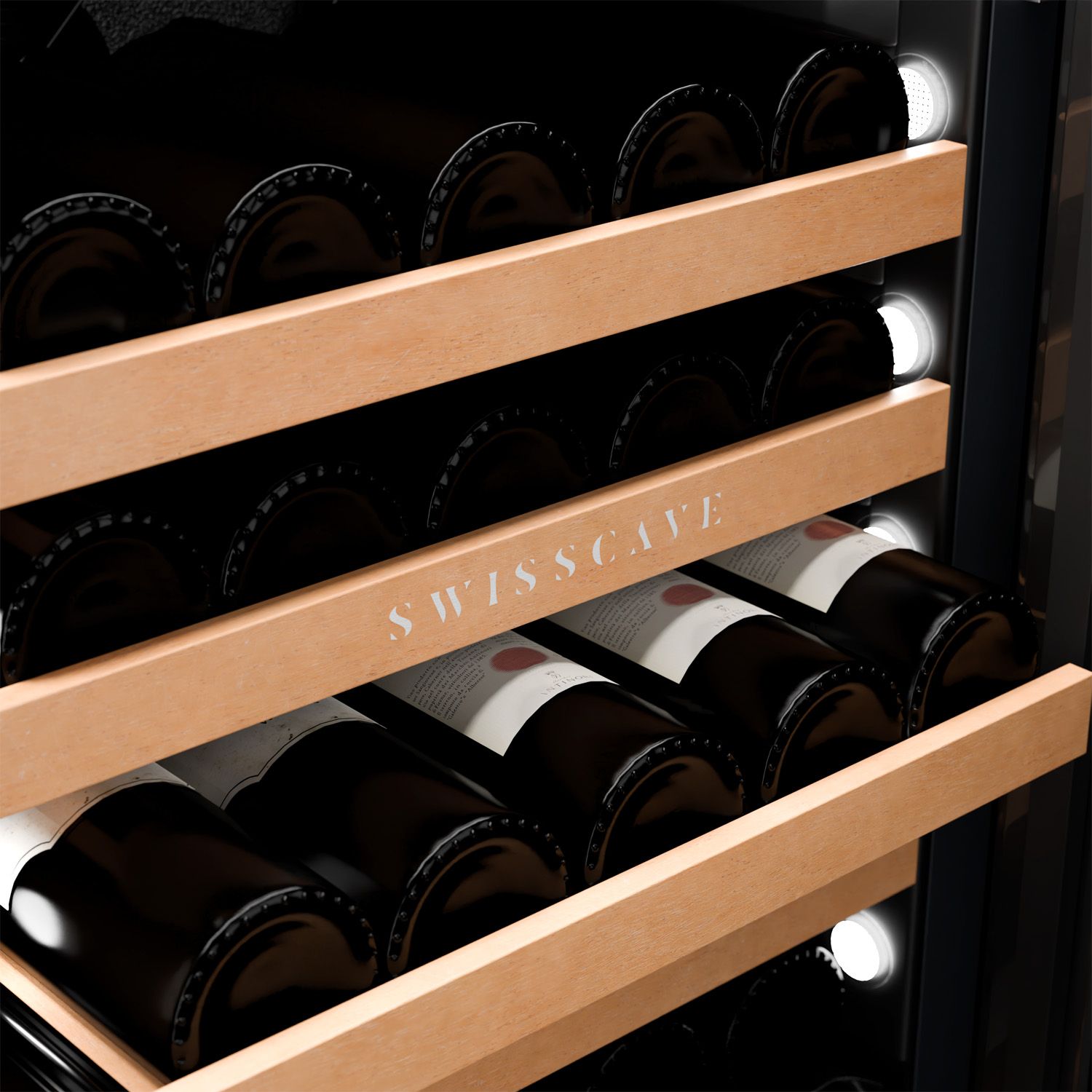 WLB-320DF-BLACK dual zone wine cooler | 160cm | 68 bottles