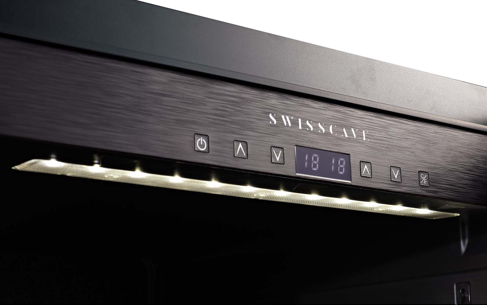 SWISSCAVE Schriftzug am Display mit weisser Beleuchtung – WLB-360DF-MIX PREMIUM EDITION