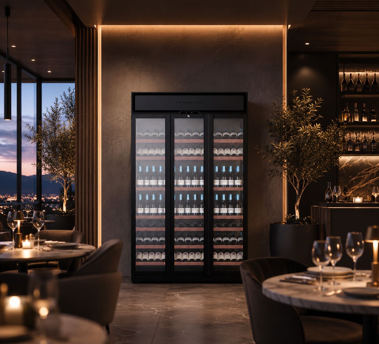 Armoire à vin climatisée SWISSCAVE dans un projet architectural
