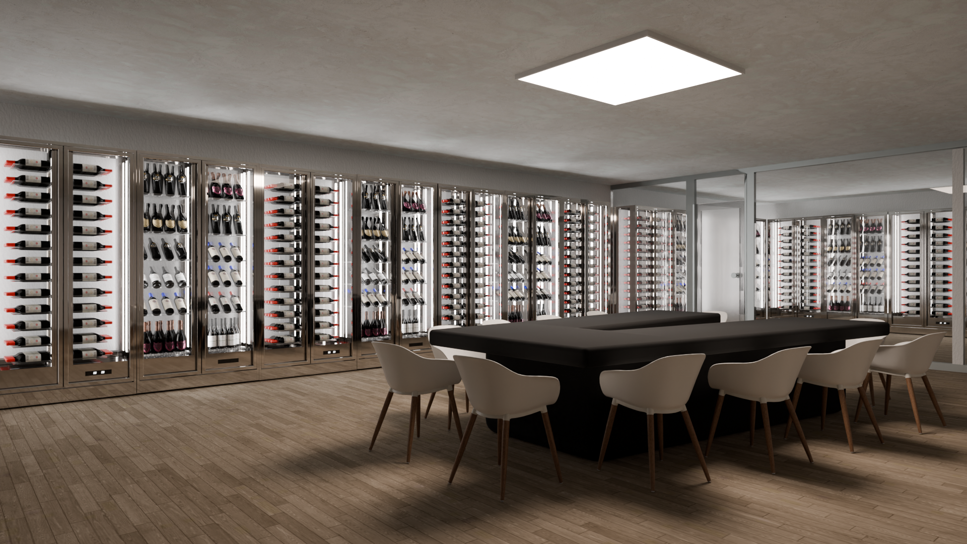 Armoire à vin climatisée SWISSCAVE, projet de cuisine privée